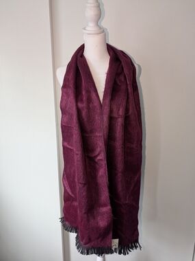 Shupaca 80% Alpaca Scarf Pink Purple Berry Fringe Handmade Ecuador 77”